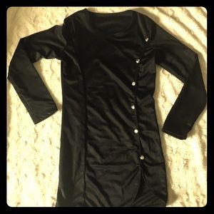 Dresses - Short Long Sleeve Dress with Silver Buttons Dresses - Short Long Sleeve Dress with Silver Buttons